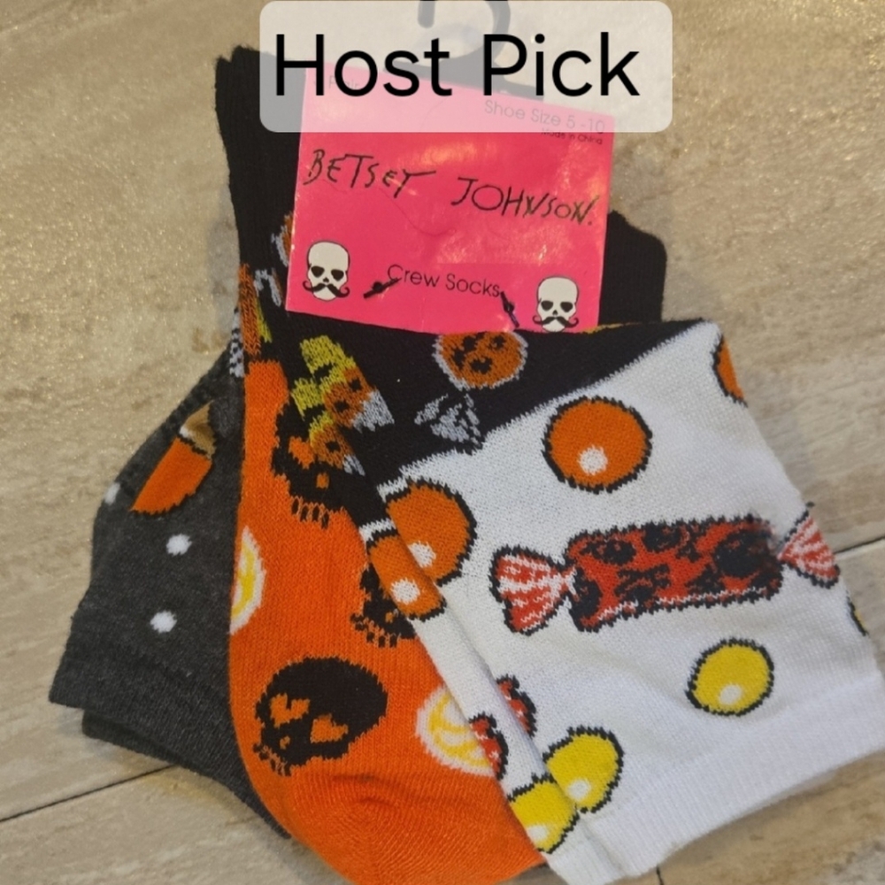 New Betsey Johnson 3 Pair Halloween Crew Socks